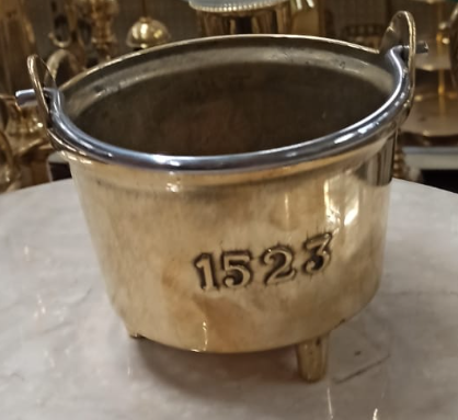 Ведерко литое, вазон для цветов "1523" 14х12см (латунь, золото) Италия