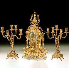 Часы каминные &quot;Собор&quot; 48см с канделябрами на 5 свечей 35см (бронза, золото) Испания