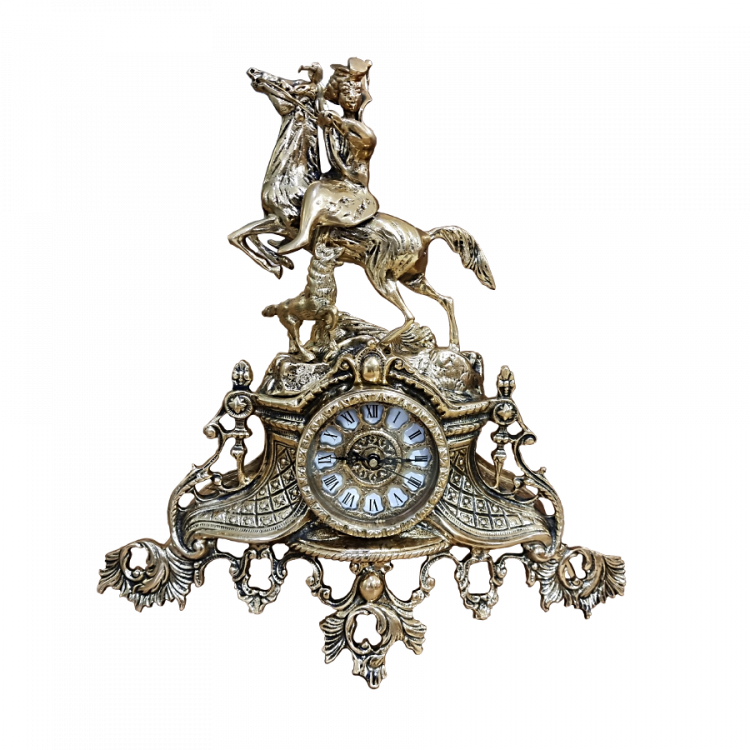 Часы каминные "Охота на лисицу" 40х24х12см (бронза, золото) Португалия