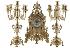 Каминные часы &quot;Версаль&quot; 42см с канделябрами 41см (латунь, золото) Италия