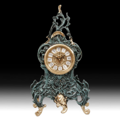 Часы каминные Лоза (бронза, золото/синяя патина) Испания 