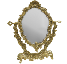 Зеркало настольное "Ракушка" 34см (латунь, золото) Италия