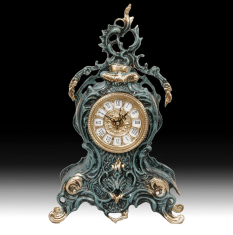 Часы каминные h35х21см (бронза, синяя патина) Испания