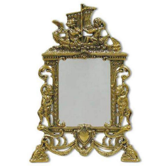 Зеркало настольное "Путти" 25см (латунь, золото) Италия
