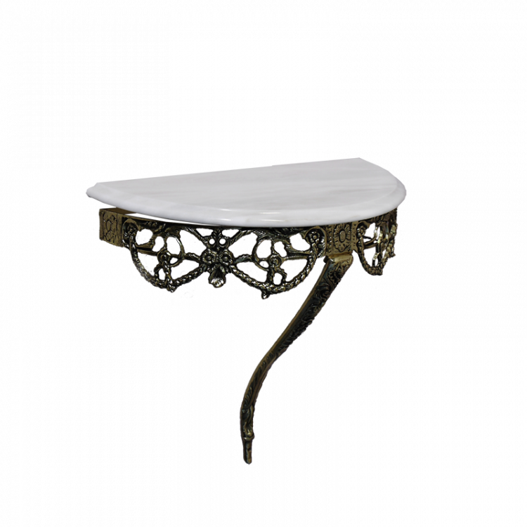 Консольный столик настенный "Гамзатти" 49х54х27см c мраморной столешницей (бронза, антик) Португалия