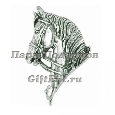 Вешалка настенная для одежды "Лошадь" Италия (серебро)