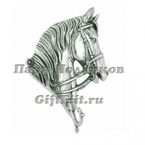 Вешалка настенная для одежды "Лошадь-2" Италия (серебро)