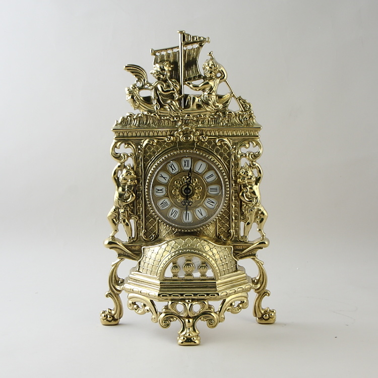Часы каминные плоские "Амуры" 40х24х7см (латунь, золото) Италия