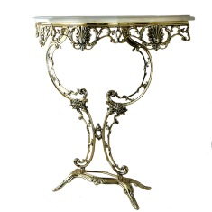Консольный столик "Ампир" 80х80х24см c мраморной столешницей (бронза, золото) Португалия