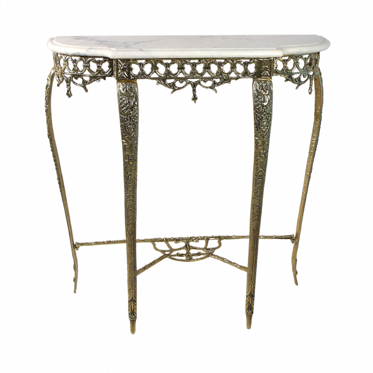 Консольный столик "Порто" 80x75x28см c мраморной столешницей (бронза, золото) Португалия