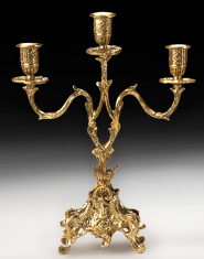 Канделябр на 3 свечи (бронза, золото) Испания 25х31см