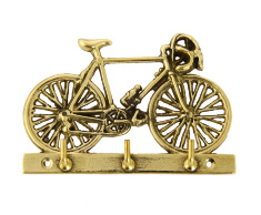 Вешалка-ключница настенная &quot;Велосипед&quot; 12х8см (латунь, золото) Италия