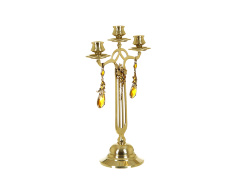 Канделябр на 3 свечи &quot;Ожерелье с подвесками&quot; серия VIP (латунь, золото) Италия