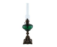 Лампа керосиновая "Барокко" зеленая 72см (античная латунь) Италия