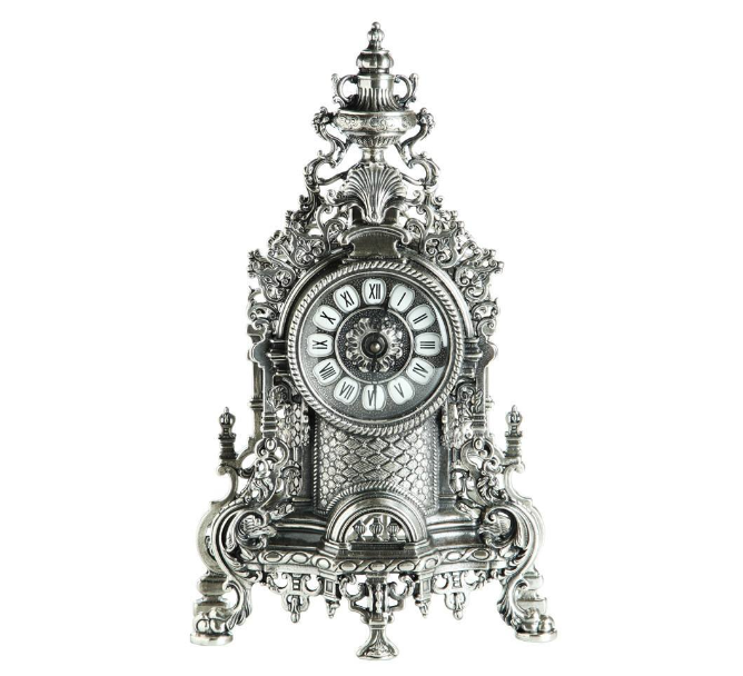 Каминные часы "Версаль" 42см (латунь, серебро) Италия